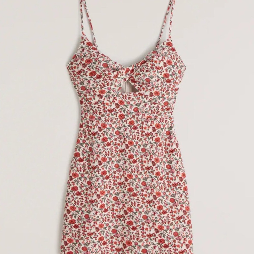 Abercrombie Twist-Front Red Floral Cutout Mini Dress Size Small